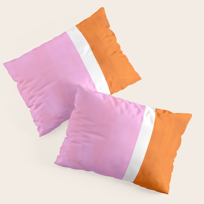 Pastel Neon Pink Yellow Ochre Mid Century Modern Abstract Minimalist Rothko Color Field Squares Pillow Sham Gallery Image 3
