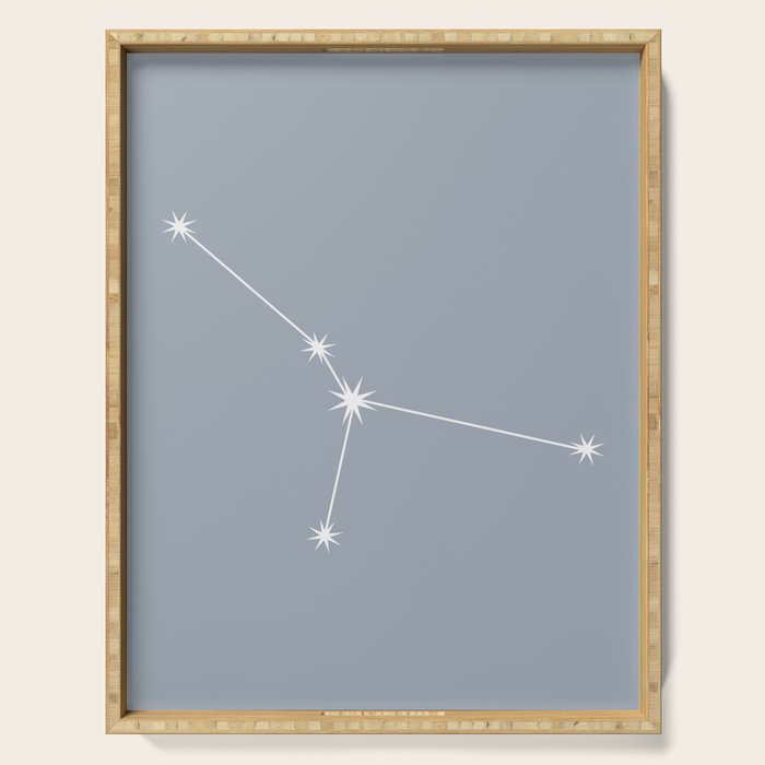 Cancer Zodiac Star Constellation Line Art Blue Grey Serving Tray Gallery Image 1