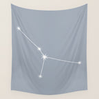 Cancer Zodiac Star Constellation Line Art Blue Grey Wall Tapestry Gallery Image 4