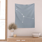 Cancer Zodiac Star Constellation Line Art Blue Grey Wall Tapestry Gallery Image 2