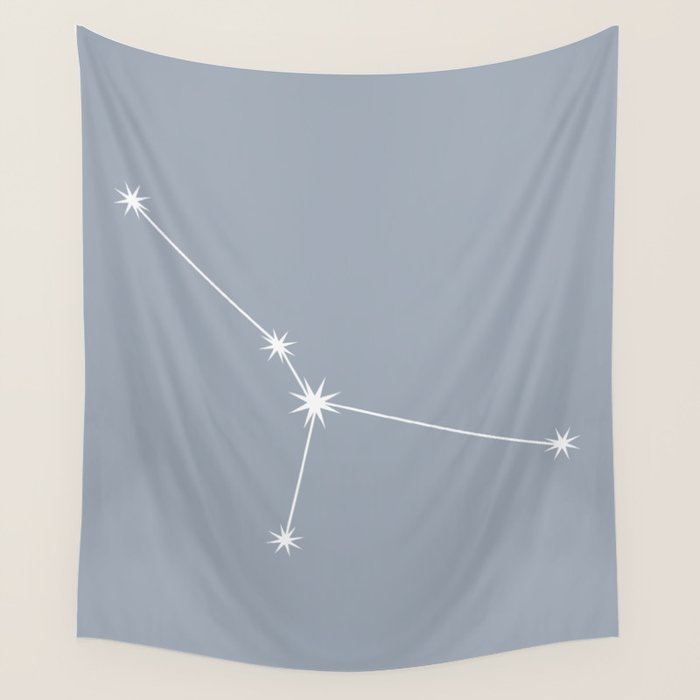 Cancer Zodiac Star Constellation Line Art Blue Grey Wall Tapestry Gallery Image 1