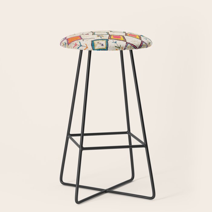 Traditional Vintage Moroccan Berber rug Stool Gallery Image 1