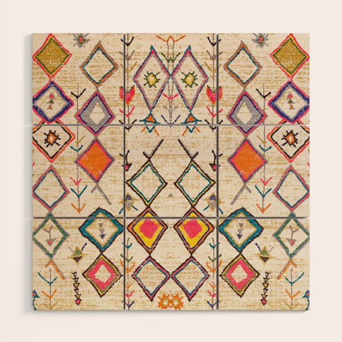 Traditional Vintage Moroccan Berber rug Wood Wall Art Gallery Image 1