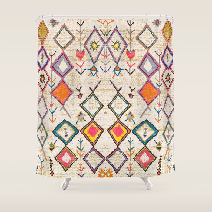 Traditional Vintage Moroccan Berber rug Shower Curtain Gallery Image 1
