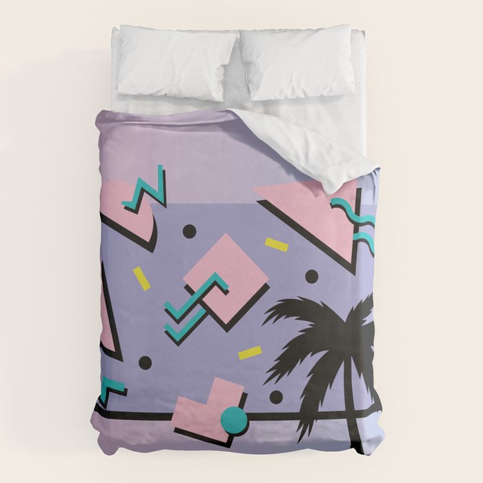 Memphis Pattern 25 - Miami Vice / 80s Retro / Palm Tree Duvet Cover Gallery Image 1