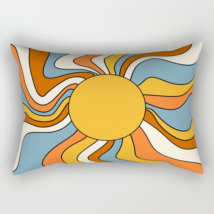 Retro Groovy Sun, 70s Print Rectangular Pillow Gallery Image 2