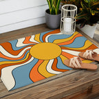 Retro Groovy Sun, 70s Print Outdoor Rug Gallery Image 2