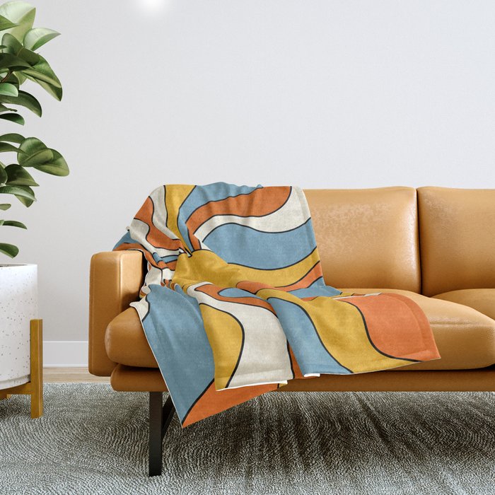 Retro Groovy Sun, 70s Print Throw Blanket Gallery Image 1
