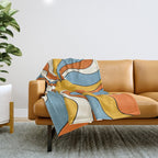 Retro Groovy Sun, 70s Print Throw Blanket Gallery Image 1