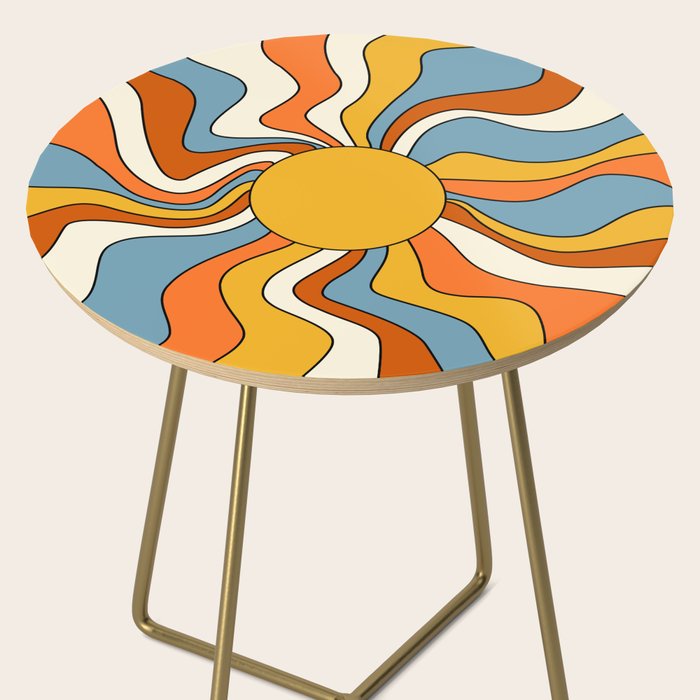 Retro Groovy Sun, 70s Print Side Table Gallery Image 2