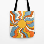 Retro Groovy Sun, 70s Print Tote Bag Gallery Image 1