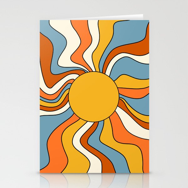 Retro Groovy Sun, 70s Print Stationery Card Gallery Image 1