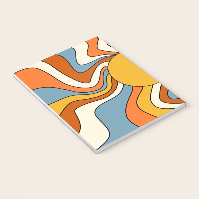 Retro Groovy Sun, 70s Print Notebook Gallery Image 3