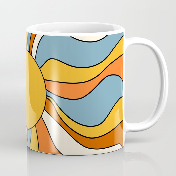 Retro Groovy Sun, 70s Print Coffee Mug Gallery Image 1