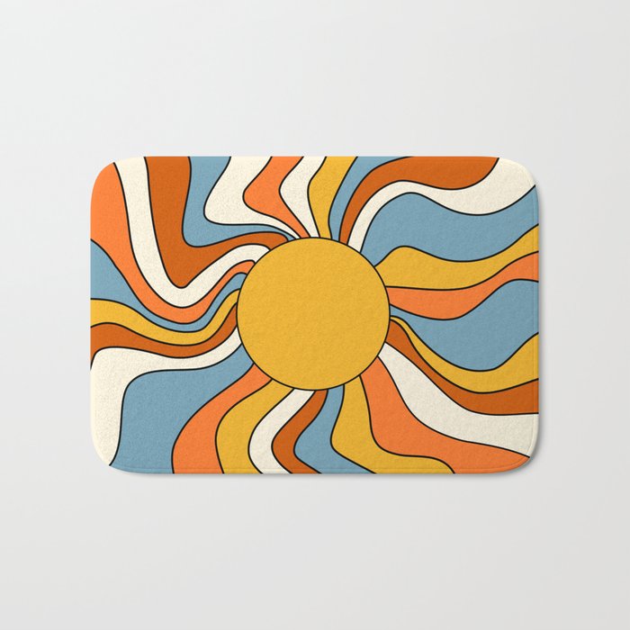 Retro Groovy Sun, 70s Print Bath Mat Gallery Image 1