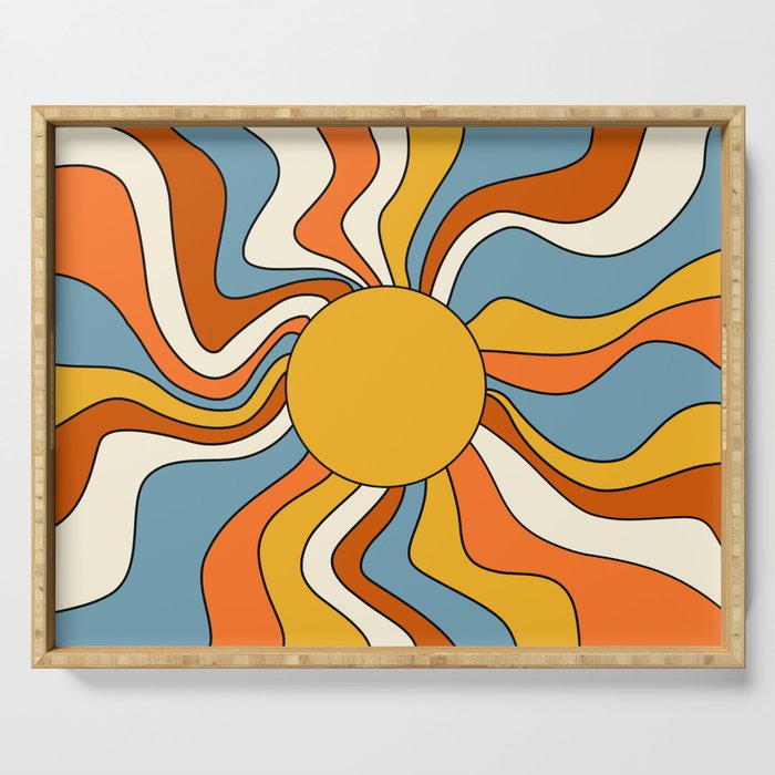 Retro Groovy Sun, 70s Print Serving Tray Gallery Image 1