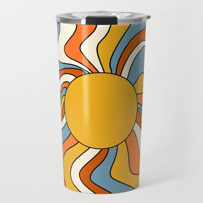 Retro Groovy Sun, 70s Print Travel Mug Gallery Image 1