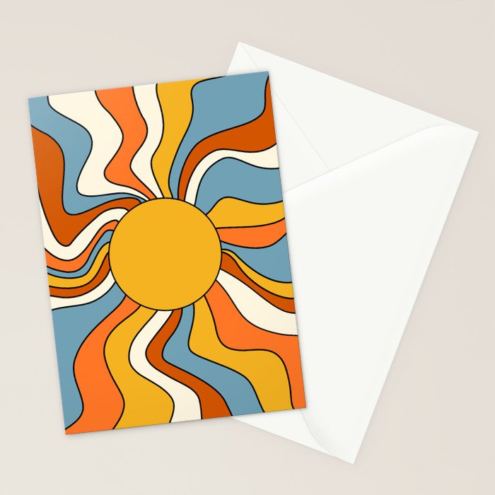 Retro Groovy Sun, 70s Print Stationery Card Gallery Image 2