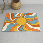 Retro Groovy Sun, 70s Print Rug Gallery Image 1