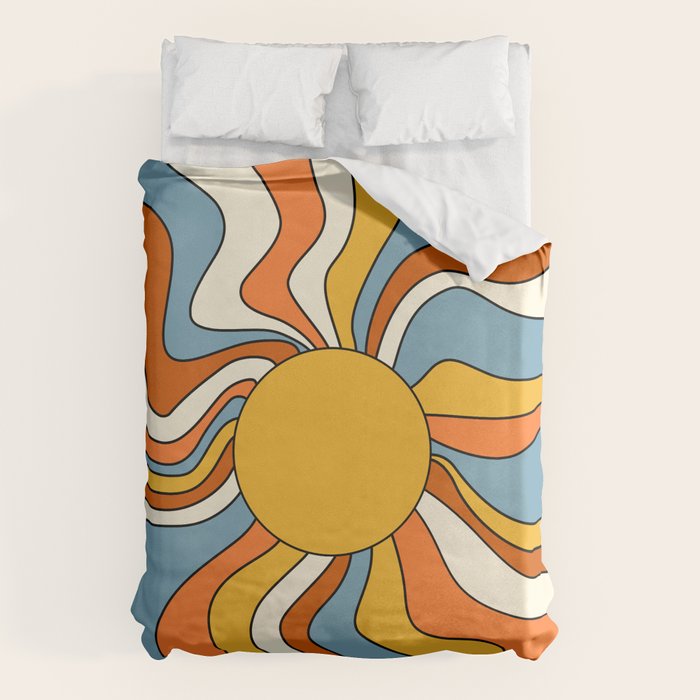 Retro Groovy Sun, 70s Print Duvet Cover Gallery Image 6