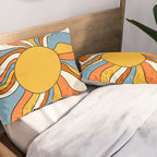 Retro Groovy Sun, 70s Print Pillow Sham Gallery Image 2