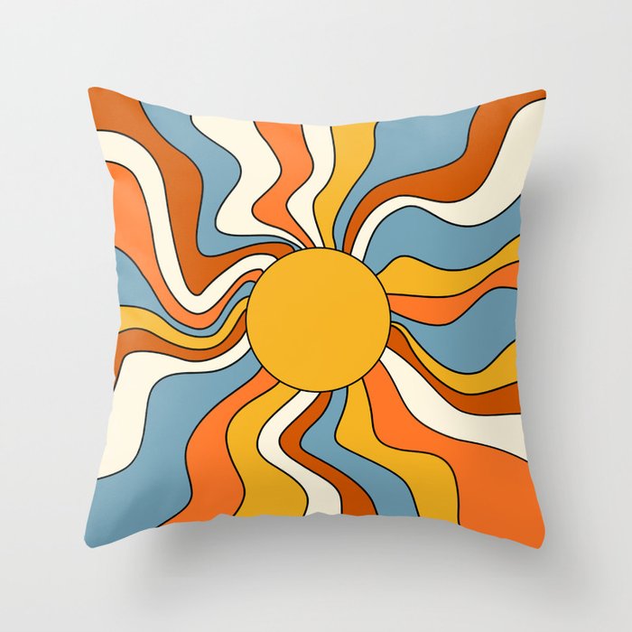 Retro Groovy Sun, 70s Print Throw Pillow Gallery Image 6