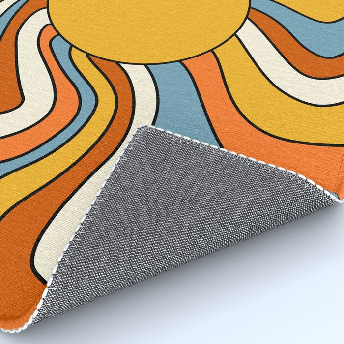 Retro Groovy Sun, 70s Print Rug Gallery Image 4