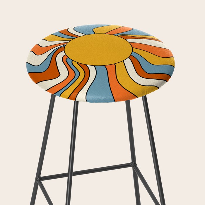 Retro Groovy Sun, 70s Print Stool Gallery Image 2