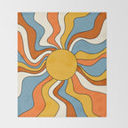 Retro Groovy Sun, 70s Print Throw Blanket Gallery Image 2