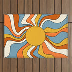 Retro Groovy Sun, 70s Print Outdoor Rug Gallery Image 1