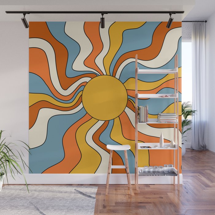 Retro Groovy Sun, 70s Print Wall Mural Gallery Image 1