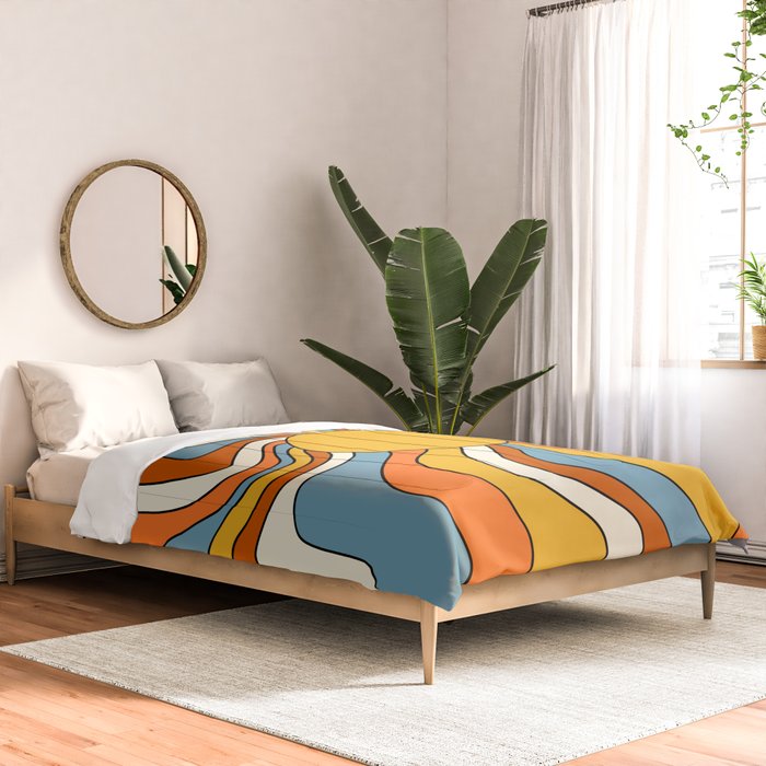 Retro Groovy Sun, 70s Print Comforter Gallery Image 2