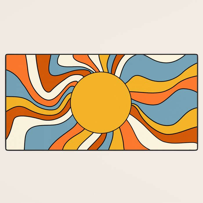 Retro Groovy Sun, 70s Print Desk Mat Gallery Image 3