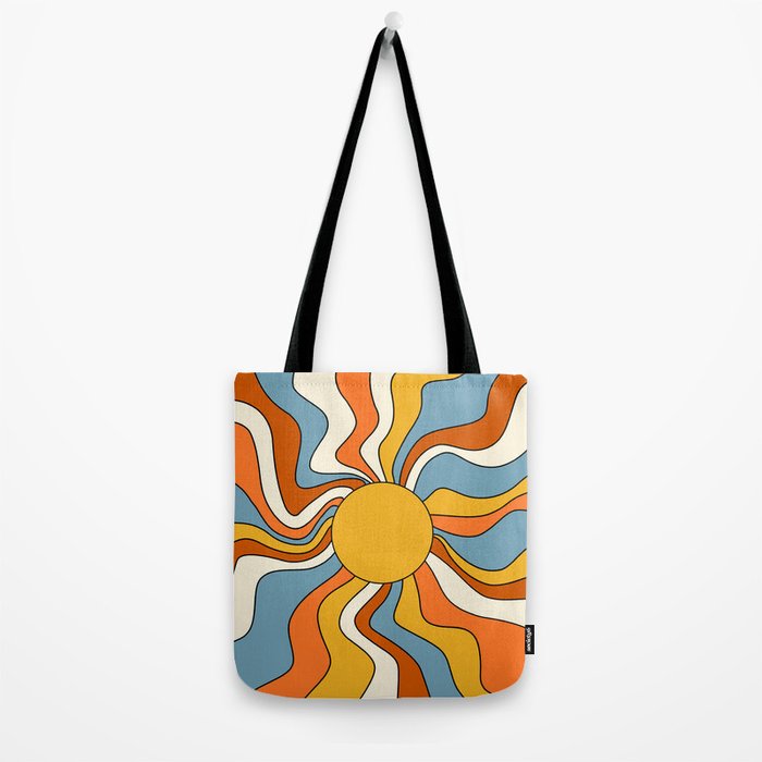 Retro Groovy Sun, 70s Print Tote Bag Gallery Image 2