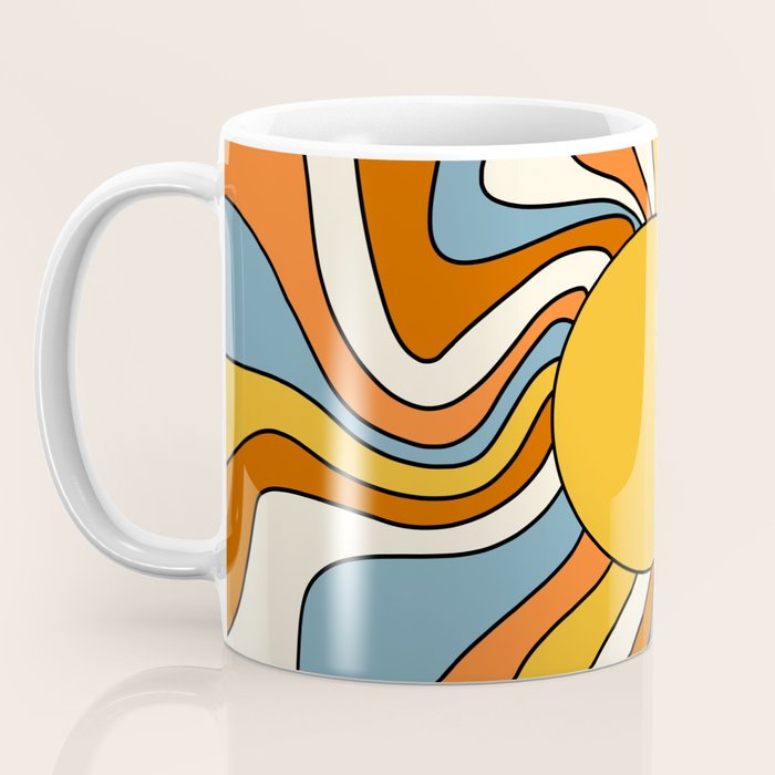 Retro Groovy Sun, 70s Print Coffee Mug Gallery Image 3