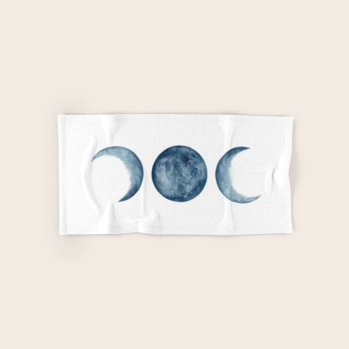 Blue Moon Phases Watercolor Bath Towel Gallery Image 1