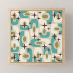 Mid Century Modern Atomic Googie Decor 144 Turquoise and Gold Mini Art Print Gallery Image 1
