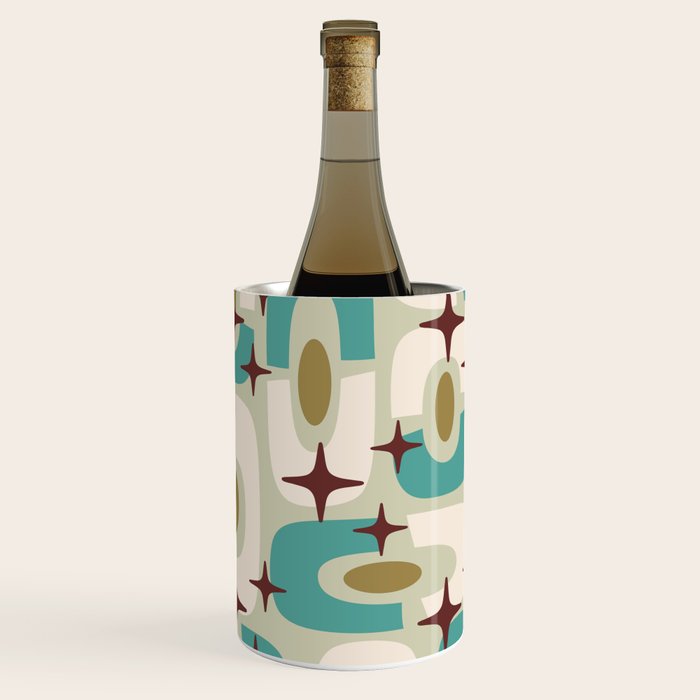Mid Century Modern Atomic Googie Decor 144 Turquoise and Gold Wine Chiller Gallery Image 1