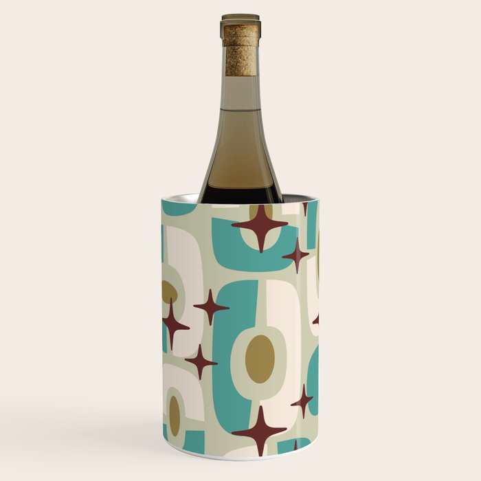 Mid Century Modern Atomic Googie Decor 144 Turquoise and Gold Wine Chiller Gallery Image 2