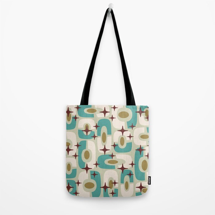 Mid Century Modern Atomic Googie Decor 144 Turquoise and Gold Tote Bag Gallery Image 2
