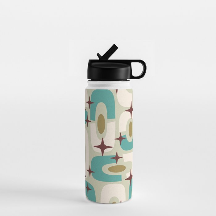 Mid Century Modern Atomic Googie Decor 144 Turquoise and Gold Water Bottle Gallery Image 1