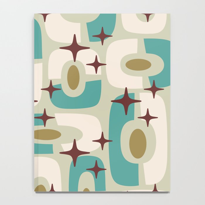 Mid Century Modern Atomic Googie Decor 144 Turquoise and Gold Notebook Gallery Image 4