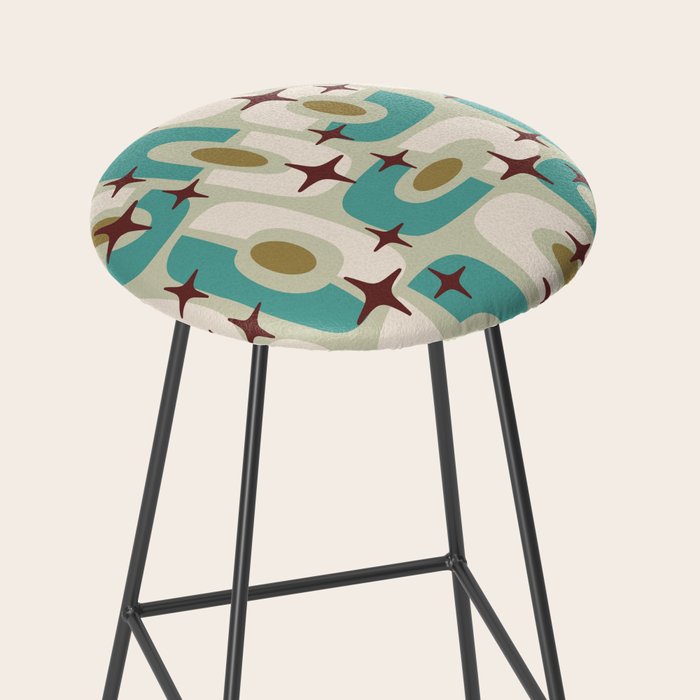 Mid Century Modern Atomic Googie Decor 144 Turquoise and Gold Stool Gallery Image 2