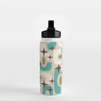 Mid Century Modern Atomic Googie Decor 144 Turquoise and Gold Water Bottle Gallery Image 2