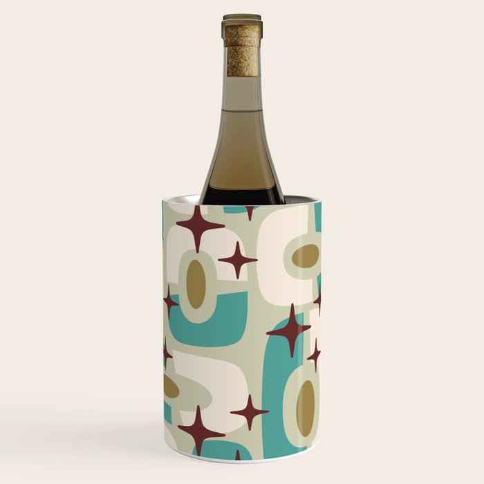 Mid Century Modern Atomic Googie Decor 144 Turquoise and Gold Wine Chiller Gallery Image 3