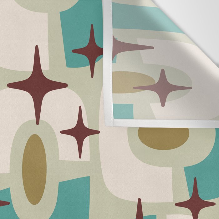 Mid Century Modern Atomic Googie Decor 144 Turquoise and Gold Wall Tapestry Gallery Image 3