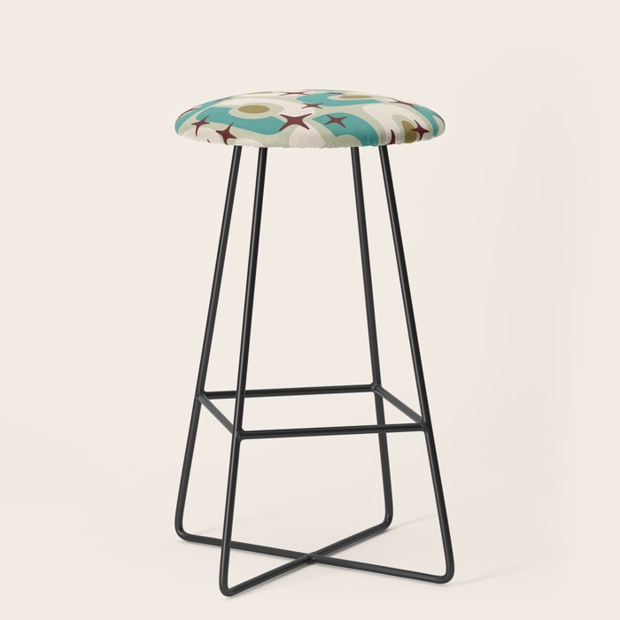 Mid Century Modern Atomic Googie Decor 144 Turquoise and Gold Stool Gallery Image 1