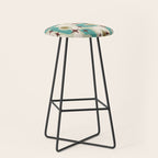 Mid Century Modern Atomic Googie Decor 144 Turquoise and Gold Stool Gallery Image 1