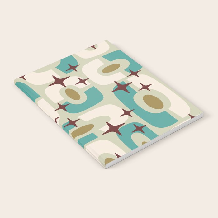 Mid Century Modern Atomic Googie Decor 144 Turquoise and Gold Notebook Gallery Image 2