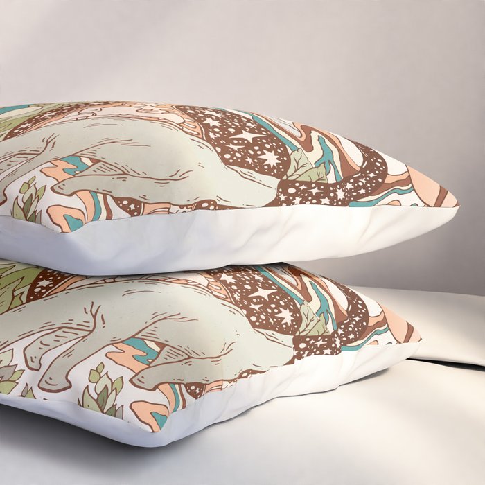 Jurassic Portal | Retro Rainbow Palette | Dinosaur Science Fiction Art Pillow Sham Gallery Image 3